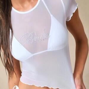 Dippin' Daisy's Dreamer Top - White Mesh Cover-Up Top - Bride Top Small NWT